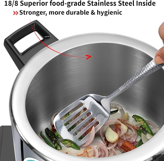 Hawkins Classic 5 Litre Tri-Ply Pressure Cooker, Triply Stainless Steel Inner Lid Cooker, Silver (SSTCL50)