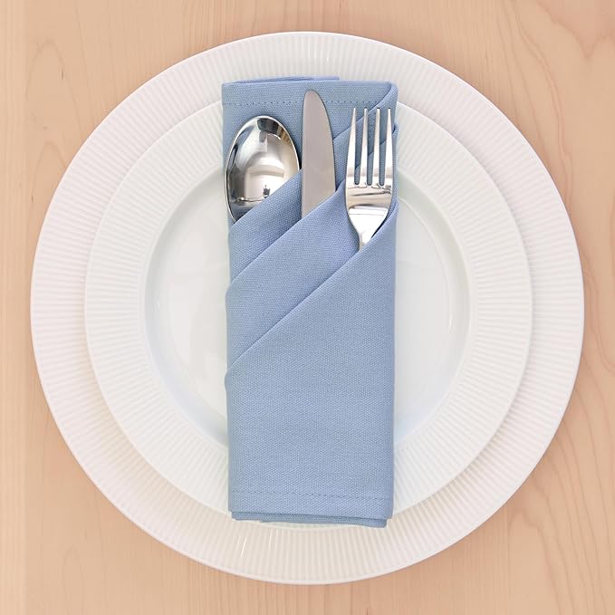 Encasa XO B Grey Cloth Napkins Set of 6, 17"x17" | Solid Color Cotton Dinner Napkins | Washable & Reusable Wedding Napkins for Holiday Dinners, Party, & Everyday Table Decor