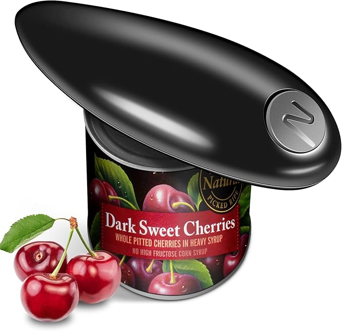 One Touch Battery Operated Electric Can Opener Fits Almost Size Can With Smooth Edge, Hands Free Electric Can Openers for Kitchen, Kitchen Gadgets Automatic Can Opener for Seniors, Arthritis Black