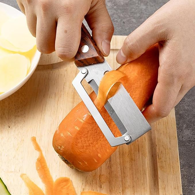 2026 New Multi-Functional Vegetable Peeler for Kitchen, Ultra-Sharp Stainless Steel Blade with Wooden Handle and Bottle Opener, For Vegetables or Fruits that Need to Be Peeled (2 Pcs)
