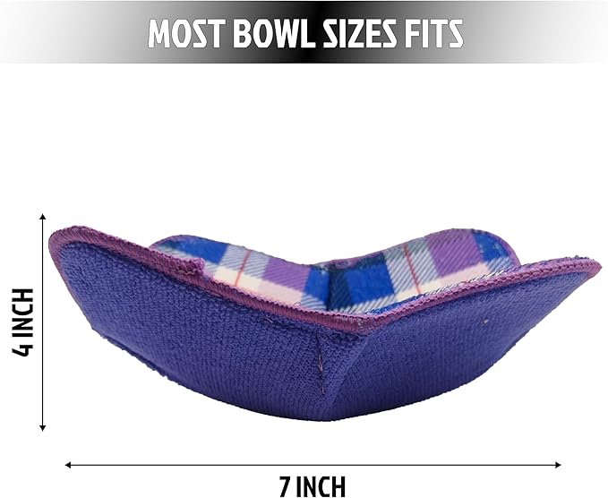 Set of 2 Purple with White Microwave Bowl Cloth Hot Pads - Multipurpose Heat Resistant Plate Holders - Hot Pads for Bouillon Cups - Pot Holder Microwavable Bowl Cozies for Food