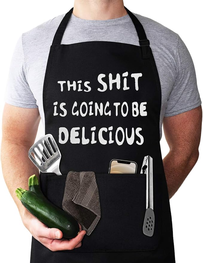 LYLPYHDP Aprons for Men - Funny Mens Apron for Kitchen, Cooking, BBQ & Baking - Perfect for Gifts, Father's Day