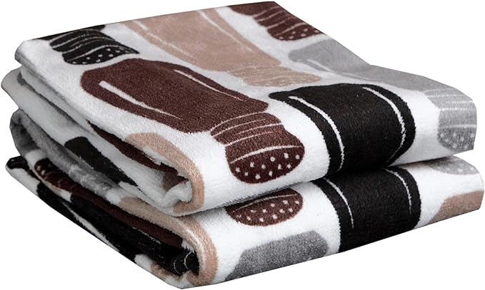 T-Fal Fiber Reactive Print Kitchen Towels: Highly Absorbent, Super Soft - 100% Cotton, 16"x28" Dish Towels for Cleaning & Drying Dishes, Pans, Glassware, or Countertops, 2-Pack, Salt & Pepper