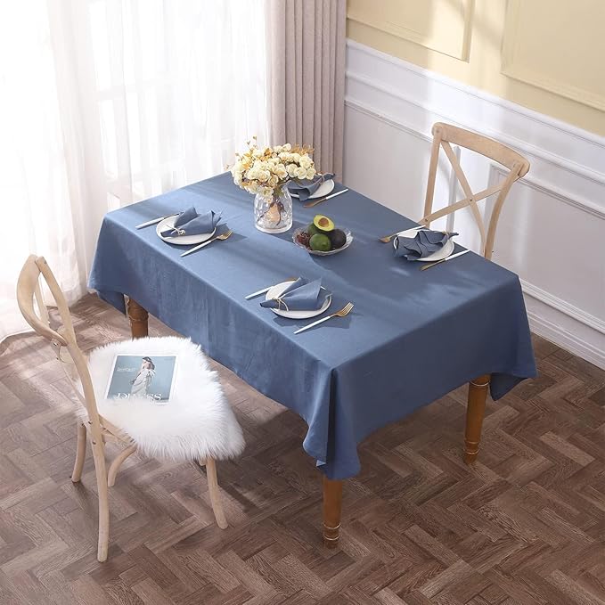 Simple&Opulence Textured Tablecloth 100% Linen Table Cloth, Kitchen Dinning Tabletop Decoration, for Outdoor and Indoor Use (Classic Blue, 54"×72")
