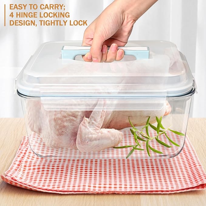 200oz/6000ml/26cup Extra Large Glass Storage Containers with Airtight Lid - Borosilicate Large Glass Food Storage for Rotisserie Chicken, Turkey - XL Big Glass Soup Bowls Freezer to Oven Safe