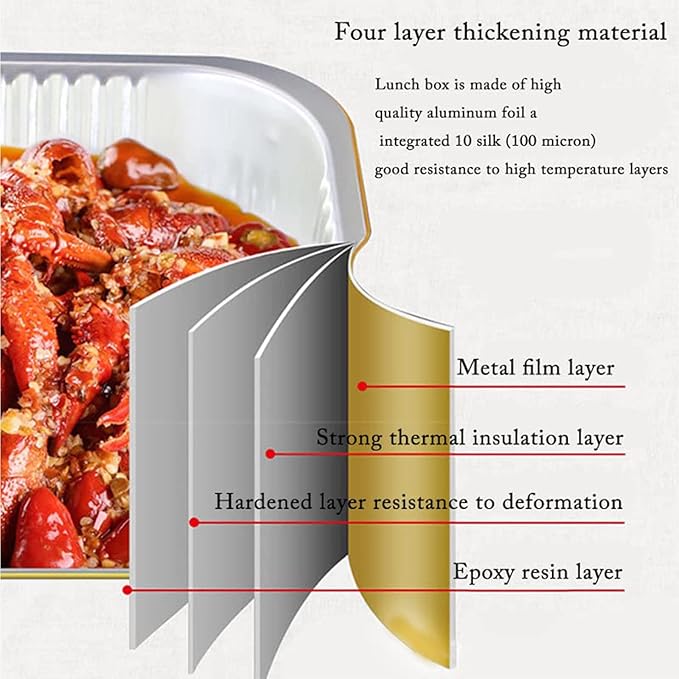 Gold Aluminum Foil Baking Pans with lids Heavy-Duty 9"×13"(10pack+10Lids), Disposable Food containers reusable F330(3500ML)