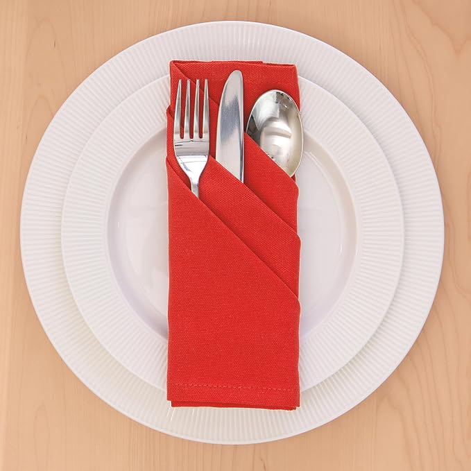 Encasa XO Brick Cloth Napkins Set of 6, 17"x17" | Solid Color Cotton Dinner Napkins | Washable & Reusable Wedding Napkins for Holiday Dinners, Party, & Everyday Table Decor