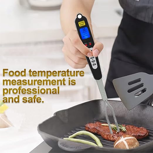 Jerlifkyer Digital Meat Thermometer Fork,Instant Read Temperature with LED Screen and Ready alarmfood Probe Gadget for Grilling, Barbecuing and Cooking
