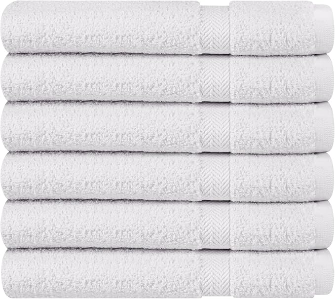 Towel and Linen Mart 100% Cotton White 6 Pack Bath Towel Set, Quick Dry, Super Absorbent, Light Weight, Soft Feel for Hotel, Spa and Bathroom (27 X 54) (White, 27 x 54 6 Pack)