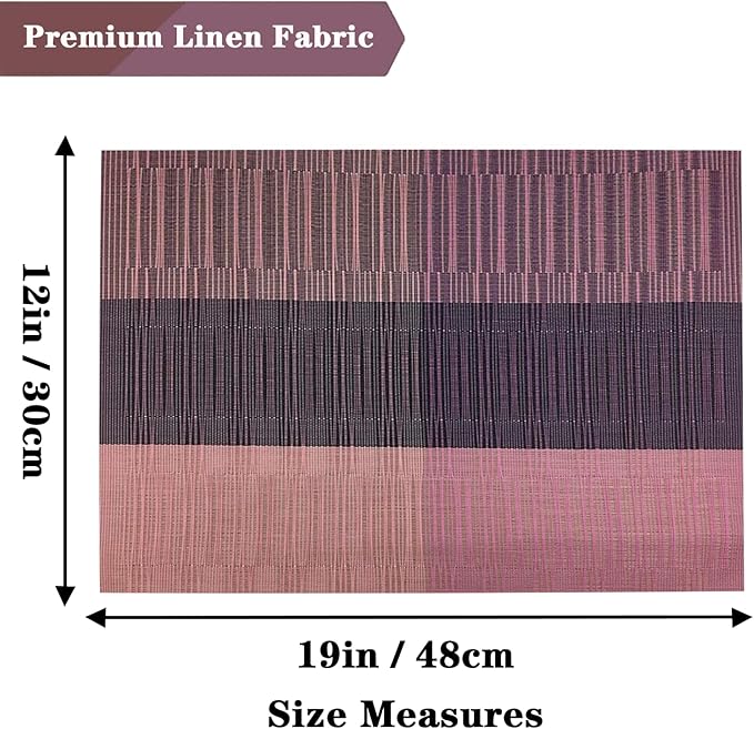 Brown Red Placemats Set of 2 - Heat Resistant Non-Slip Place mats for Dining Table, Washable Durable PVC Vinyl Woven Table Mats (Brown Red, 2)