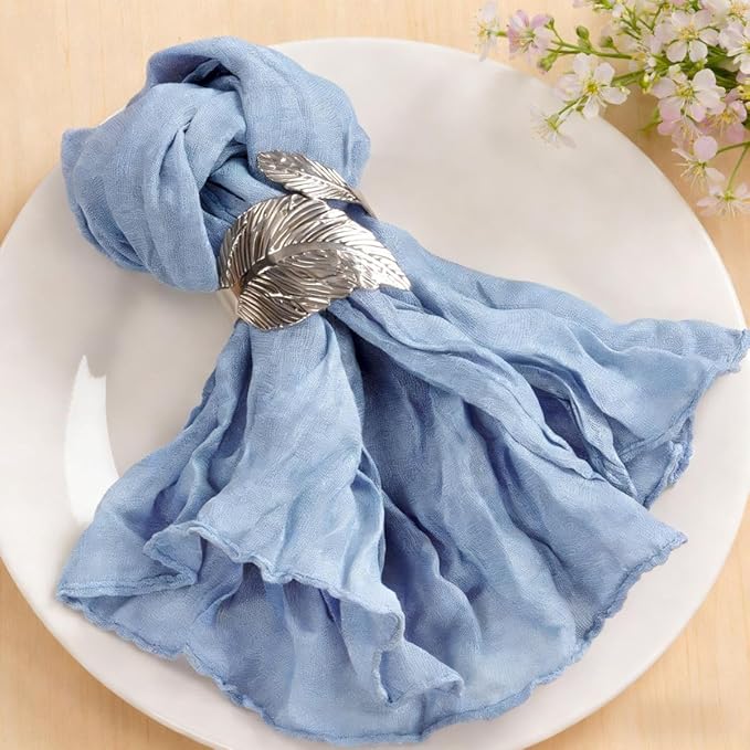 MLMC 60 Pack Cheesecloth Napkins Bulk Dusty Blue Dinner Cloth Napkins 21"x21" Boho Reusable Napkins in Bulk for Wedding Bridal Baby Shower Events Table Decor