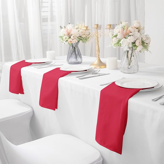 Bailarina Cloth Napkins Set of 80,17x17 inches Dinner Napkins Cloth Washable,Polyester Square Table Cloth Napkin Bulk with Hemmed Edges Ideal for Banquets, Parties and Weddings-Red