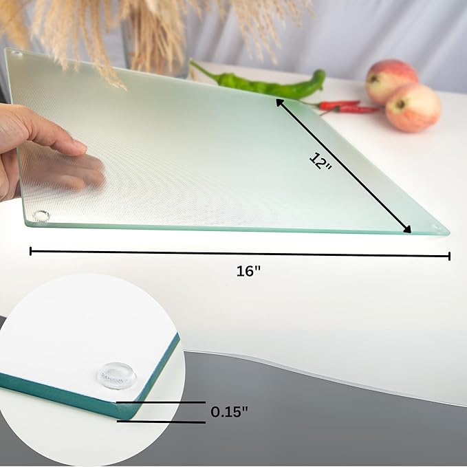 Kitchenville Glass Cutting Board 16"x12": Tempered Glass Kitchen Counter Protector - Durable- Scratch-Resistant, Heat-Proof - Design 6 - Woven Textured Design