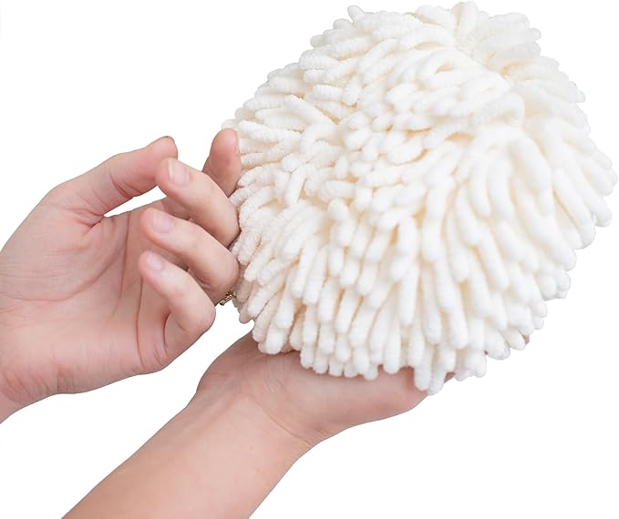 JJ KENT Fluffy Puffins Microfiber Hand Towels - Set of 3 Fluffy Hand Towels with Wall Hook Attachment - Quick and Easy Hand Drying Puffs
