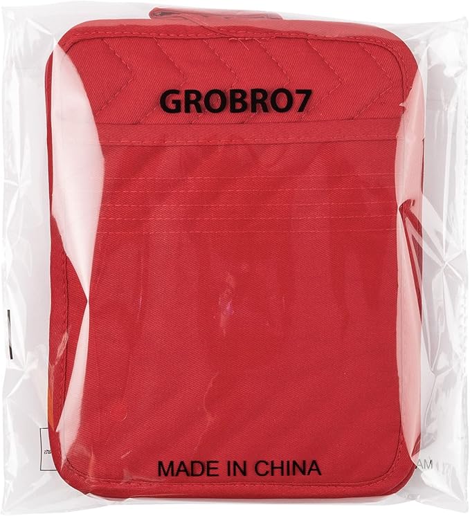 GROBRO7 5Pack Pocket Pot Holders Cotton Heat Resistant Potholder Multipurpose Hot Pads Machine Washable Oven Mitts Potholders Bulk for Daily Kitchen Baking and Cooking 7 x 9 Inch Red