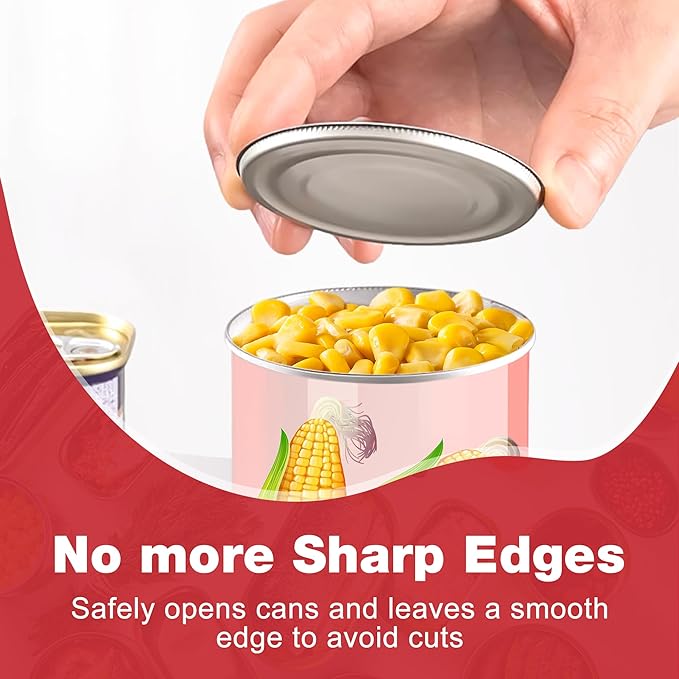 Electric Can Opener, Food Safe Automatic Can Opener with Smooth Edge, Open Your Cans with A Simple Press of Button, Can Opener Electric Kitchen Gifts for Seniors and Arthritis (Red)