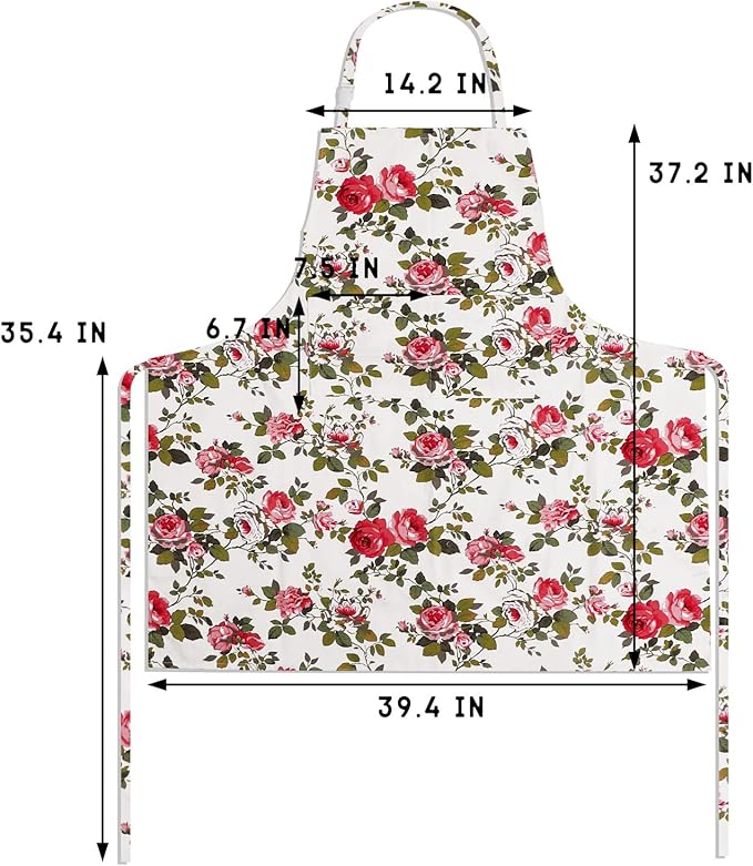 Sanlykate Extra Large Canvas Cotton Apron for Men & Women, Plus Size Durable Aprons with 2 Pockets, Adjustable Bib Machine Washable Oversized Aprons for Baking, Cooking, Painting - Whiteness