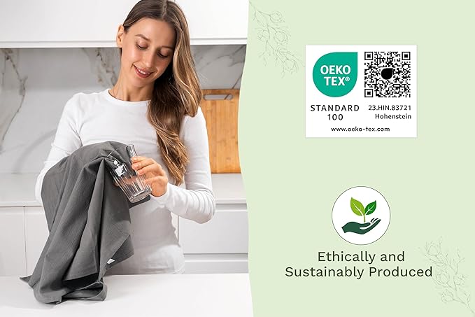 Gray Flour Sack Tea Towels - 100% Cotton, 5 Pack, 27"x27" Extra Large, Highly Absorbent Gray Dish Drying Towels - Lint-Free Baking Towels, Customizable and Versatile Kitchen Towels (5 Pack)