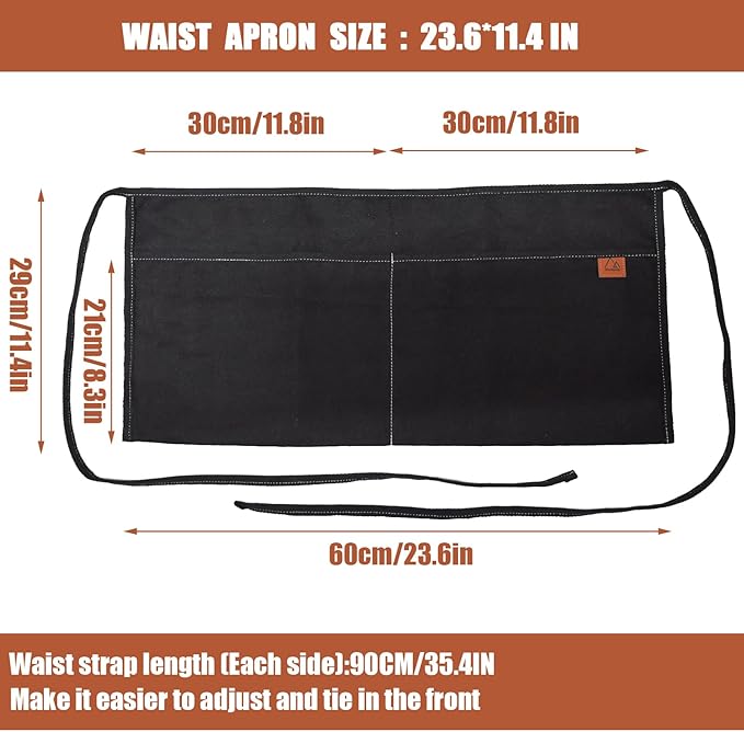 2 Pocket Canvas Work Waist Apron Unisex Tool Utility Apron Tool Belt Woodworkers Artists