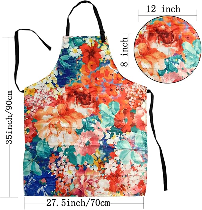Sosolong Adjustable Waterproof Apron Bib Apron with 2 Pockets Cooking Kitchen Aprons for Women Men Chef