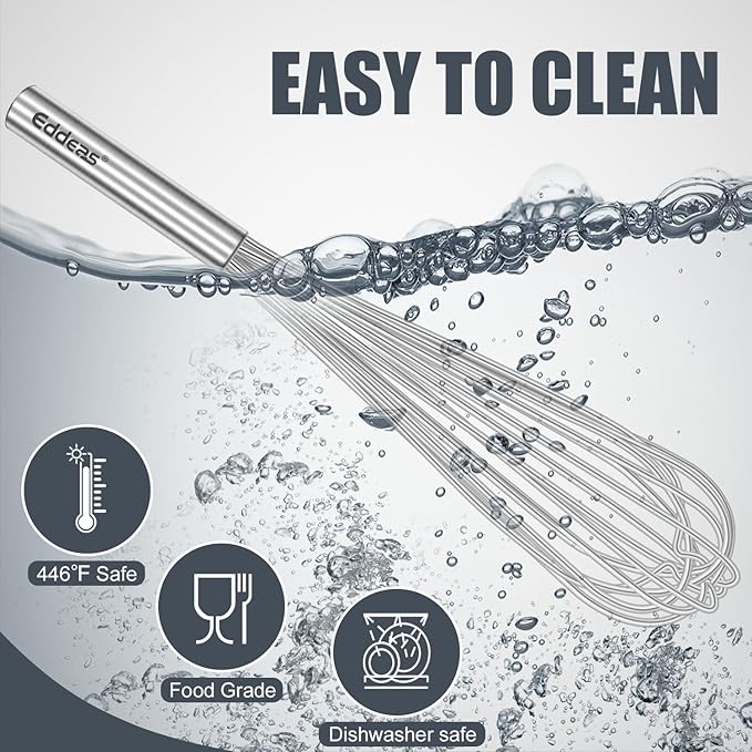 Eddeas 17in Large Whisk,Heavy Duty whisk, Stainless Steel whisk Suitable for Mixing Thick batter, Dry Ingredients and Seasonings.Accessories for professional commercial kitchens.