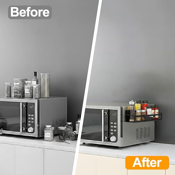 Magnetic Spice Rack for Refrigerator, 4-Pack Metal Seasoning Organizer for Kitchen Storage Organization, Magnetic Shelf for Fridge Space Saving Spice Organizer, Black