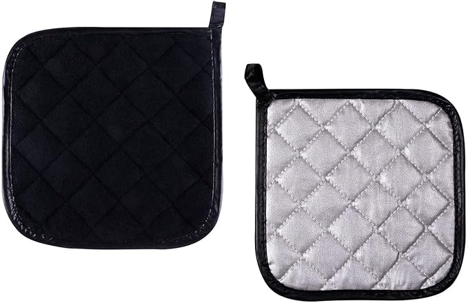 Pot Holders Cotton Made Machine Washable Heat Resistant Potholder, Pot Holder, Hot Pads, Trivet for Cooking and Baking (5, Black)