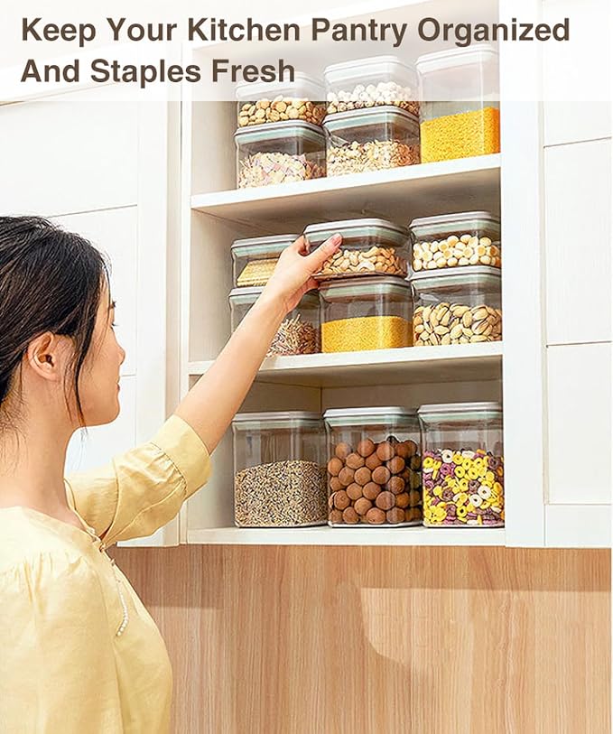 Melovom 12 Pcs Pop Food Storage Containers Airtight Food Storage Containers Set with Lids Kitchen Pantry Organization and Storage, 3.4Qt, 2.8Qt, 2.1Qt, 1.2Qt