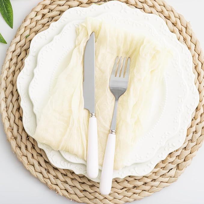 Beige 100 Pack Cheesecloth Napkins Washable 21x21 Inches Beige Cloth Napkins Set of 100 Dinner Table Napkins for Wedding Summer Bridal Baby Shower Rustic Boho Cotton Gauze Party Table Decor