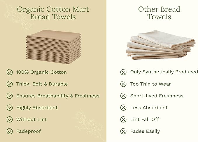 Organic Cotton Beige Flour Sack Towels - 10 Pack, 27"x27", Highly Absorbent Beige Tea Towels - Kitchen Cloth for Baking, Bread Making, and Cooking - Absorbent and Lint-Free (10 Pack)