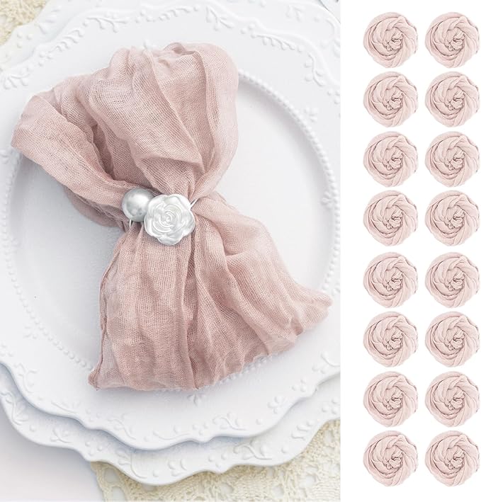 100 Pack Dusty Pink Cloth Napkins 21x21 Inches Dusty Pink Cheesecloth Napkins Set of 100 Washable Dinner Table Napkins for Wedding Bridal Baby Shower Party Rustic Boho Cotton Gauze Party Table Decor
