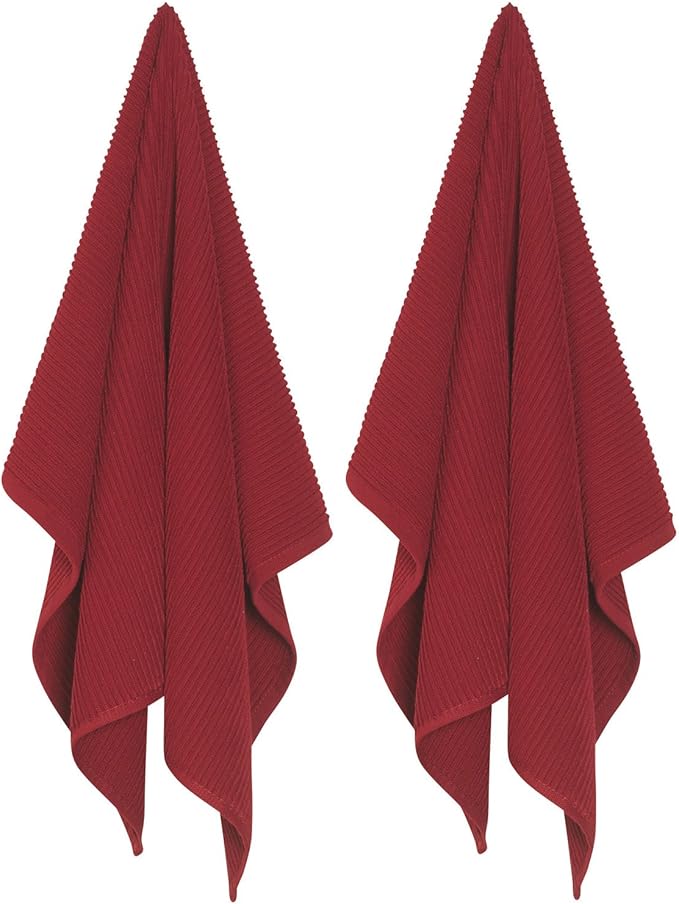 Now Designs Ripple Kitchen Towel, Set of 2, Carmine