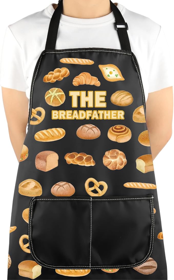 VAMSII Bread Lover Gift The Breadfather Soup Apron With Pockets Chef Cooking Kitchen Gift for Men Boyfriend Husband Father