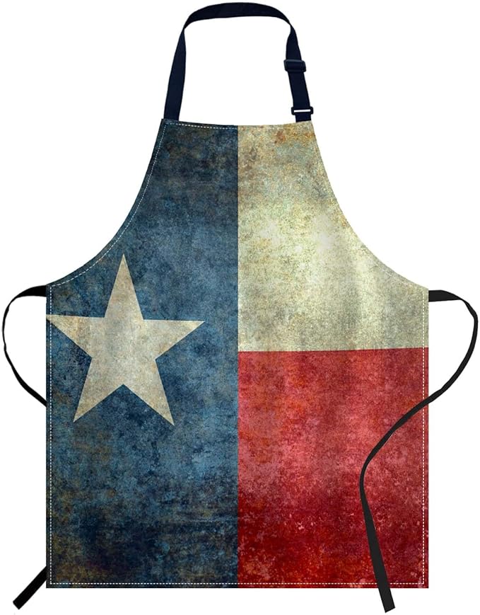 oFloral Vintage Texas Flag Apron Adjustable Apron Cooking Kitchen Chef Women Men Aprons for Home Kitchen, Restaurant, Coffee House, Baking Gardening BBQ