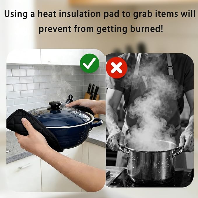 4 Pack Pot Holders for Kitchen Clearance Oven Potholders Sets for Kitchens Hot Pads for Kitchen Countertops Heat Resistant Black