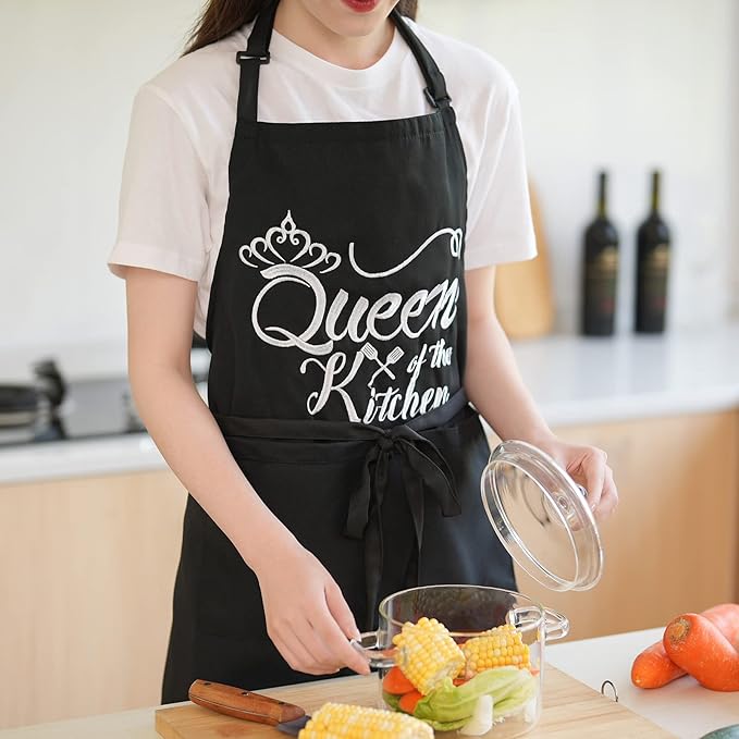 Funny Aprons for Women with Pockets, Kitchen Cooking Grilling Bbq Cute Chef Apron, Mothers Day Birthday Gifts for Women