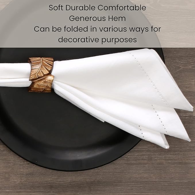 Cotton Clinic Hemstitch Cloth Dinner Napkins – Perfect Everyday Use Table Napkins – Soft Durable Washable – Ideal for Party Wedding Christmas Easter – Set of 12 – 20x20 inches – White