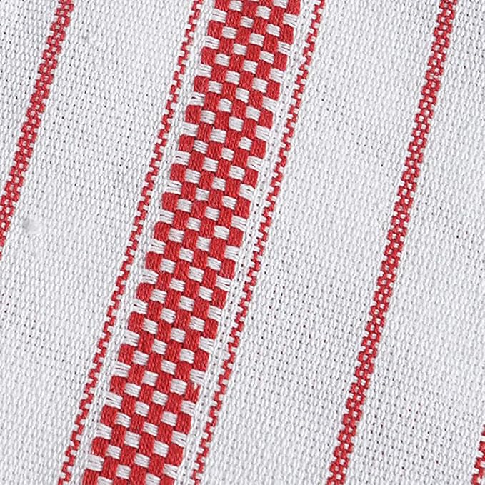 Kitchen Towels Set – Pack of 6 (20’’ x 30’’) Extra Large Premium Cotton Dish Towels for Kitchen – Chain Stripe Towels – Absorbent – 100% Cotton – with Hanging Loop – Red