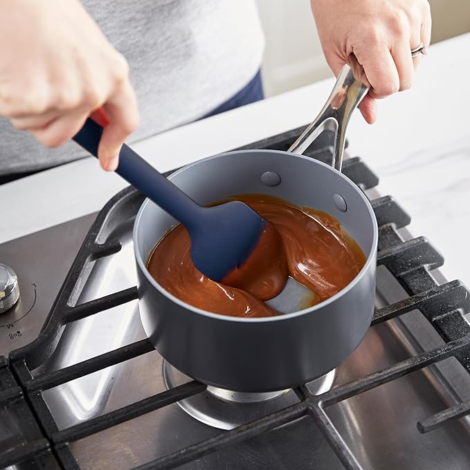 GreenPan Silicone Mixing Spatula, Scraping Baking Cooking Kitchen Utensil, Flexible Rubber Nonstick Cookware, Rigid Steel Core, Heat-Resistant, Anti-Slip Handle, BPA-Free, Dishwasher Safe, Blue