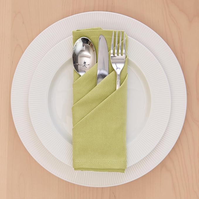 Encasa XO Sage Green Cloth Napkins Set of 6, 17"x17" | Solid Color Cotton Dinner Napkins | Washable & Reusable Wedding Napkins for Holiday Dinners, Party, & Everyday Table Decor