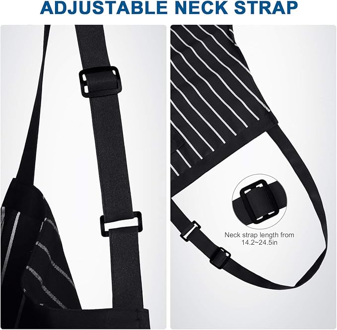 Syntus Apron for Men Women, Adjustable Cooking Kitchen Chef Aprons with 2 Pockets, Cotton/Polycotton/Polyester