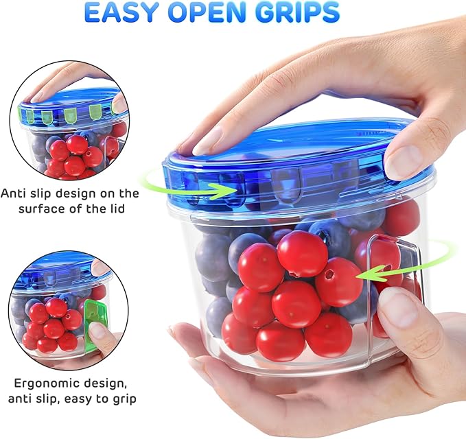 HOMETALL Freezer Storage Containers, [12 Pack-16 Oz] Airtight Plastic Food Storage Containers with Twist Top Lids, Soup, Meal Prep Containers | BPA Free | Stackable | Leakproof