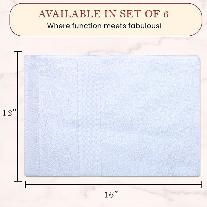 Vintage Vista 100% Cotton Dish Cloths (Pack of 6) - Dish Rags for Washing Dishes - Reusable & Highly Absorbent Kitchen Towels - Kitchen Rags fo Easter - (12" x 16" - White)