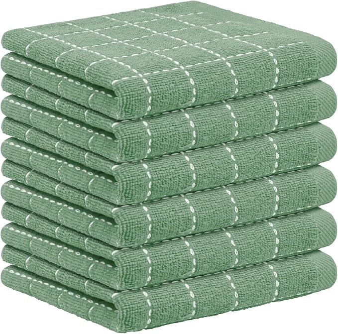 Nialnant 6 Pack Dish Cloths for Washing Dishes, 100% Cotton Reusable Cleaning Rag,Ultra Soft Absorbent, Quick Drying Dish Towels for Kitchen,12x12 Inches Green