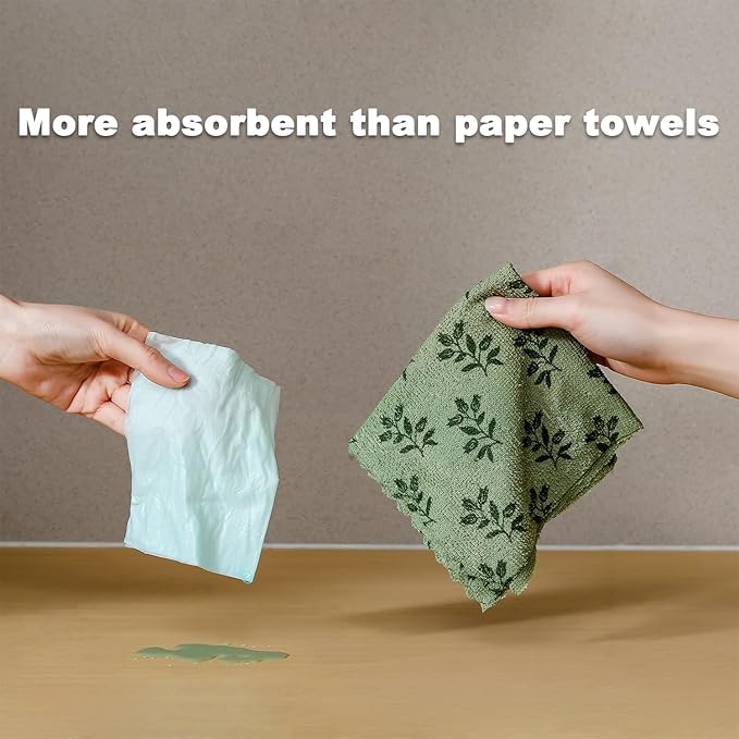 Microfiber Cleaning Cloth Roll,80 Pack Cleaning Towels,Lint Free Rags Paper Towels & Tear Away Reusable Towels,Washable Shop Rags Floral Wipe Cloth,Wash Cloths Dish Rags for Car Kitchen Window