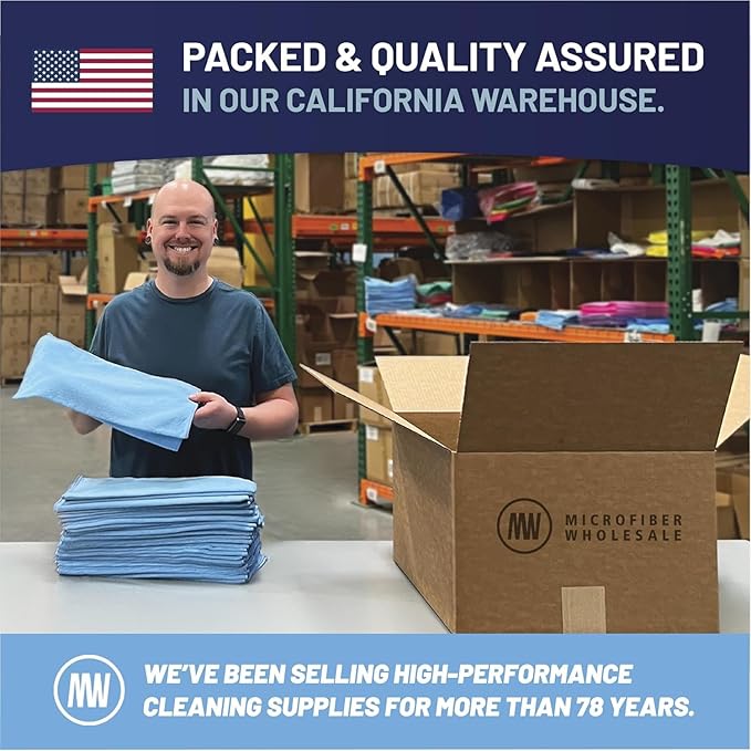 MW Pro Microfiber Cleaning Cloth | Blue | 36 Pack | 16” x 16” | All Purpose Microfiber Towels - Clean, Dust, Polish, Scrub, Absorbent