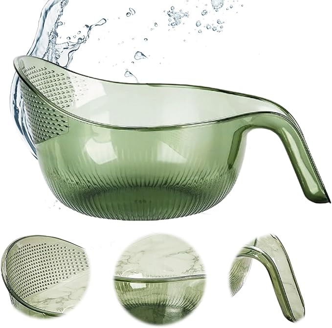 2-In-1 Rice Strainer,Large Rice Washer Beans Washer Strainers And Colanders - Washing Bowl for Fruit Washing Bowl With Strainer,Rice Washing Bowl Multifunctional Drain Basket (Green)
