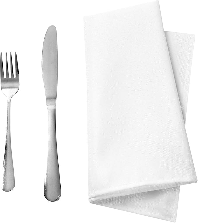 Bailarina Cloth Napkins Set of 120,17x17 inches Dinner Napkins Cloth Washable,Polyester Square Table Cloth Napkin Bulk with Hemmed Edges Ideal for Banquets, Parties and Weddings-White