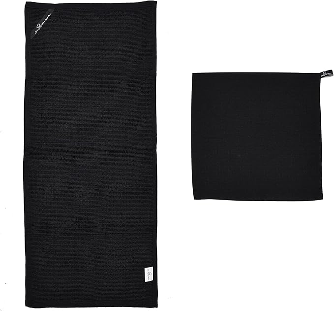 Kitchen Dish Wash Cloths Waffle Terry Design DishCloths12x12 in Pk of 4 & Dish Towels 13x28 in Pk of 4|Cotton Dish Rags for Drying Dishes|Counter Top |Spring Easter Basket Decor|Black