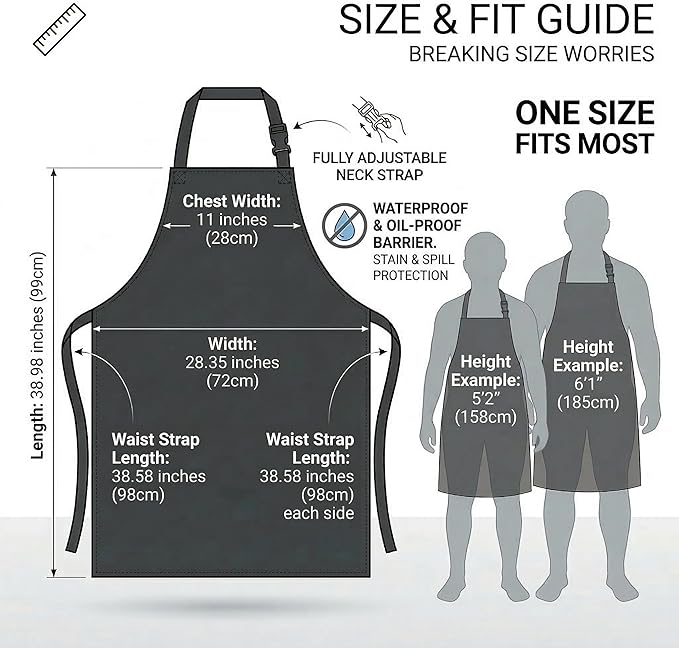 Homsolver 2 Pack Waterproof Rubber Aprons, Heavy Duty Butcher for Men, Chemical Vinyl Plastic Aprons for Dishwashing